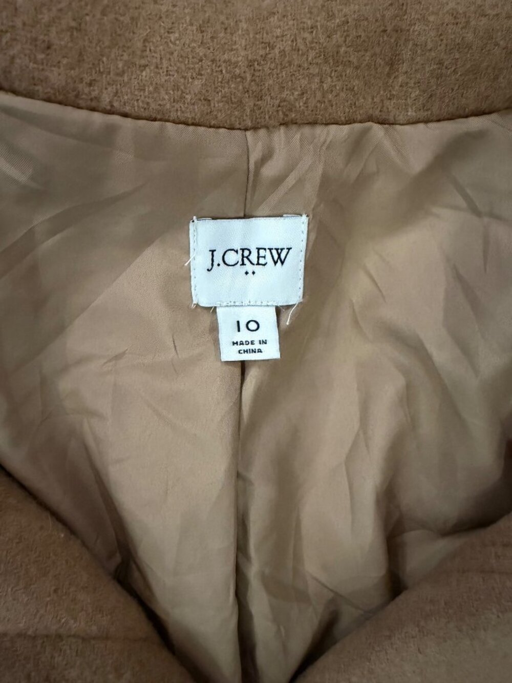 J. Crew Womens Pea Coat Wool Blend Camel Tan Sz 10 - Picture 2 of 12